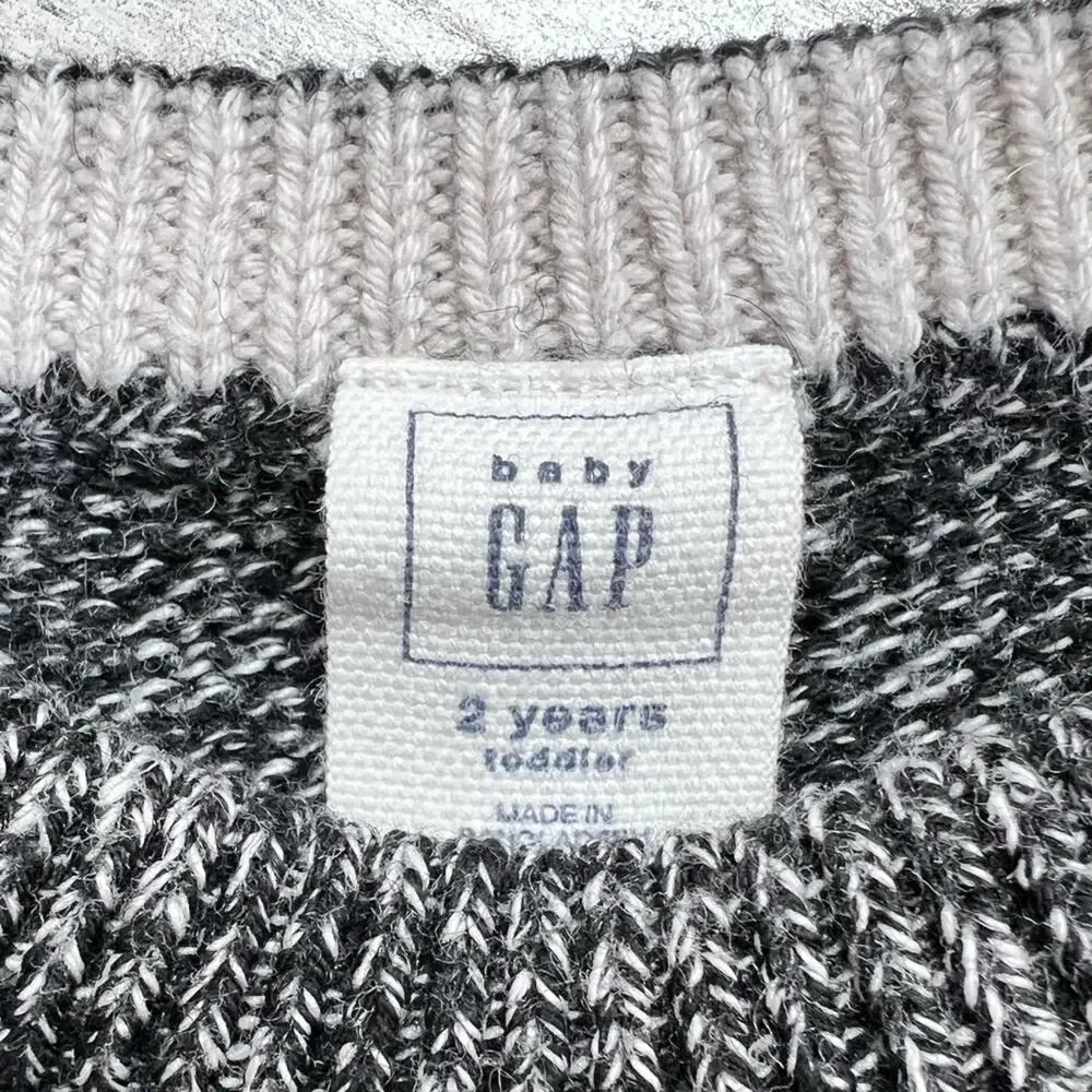 Baby Gap Sweater Toddler 2T Black Cream Stars Cotton Wool Crew Neck Cozy Fall